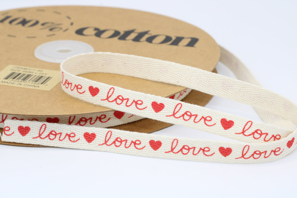 Love Ribbon,1.5”,Valentines Day Ribbon, Red, White, Silver Foil letter –  Brooklyn Ribbons