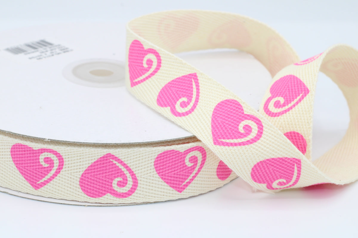 Printed Love Cotton Ribbon, 7/8”,3/8”, 25 yds, Valentine's Day – Brooklyn  Ribbons