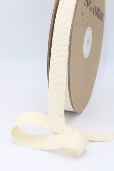 Cotton Twill tape Ribbon, 5/8”, 25 yds