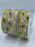 Bumblebee Ribbon, 2.5”, 1.5”, 10yds, Spring Ribbon