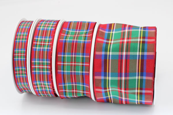Edinburgh Tartan,(5 , 27 yds) Royal Stewart, Scottish Plaid Ribbon, 2 3/4”, 1.5”, 1”, 5/8”, Christmas Ribbon
