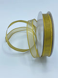 Metallic Gold Sheer Wired Ribbon - 2.5" ,1”, 5/8”, Christmas Decor.