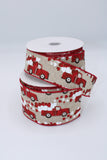 Valentine Truck, 2.5”,1.5”, Valentine Ribbon, Red and White Hearts, Red Truck, Vintage Truck