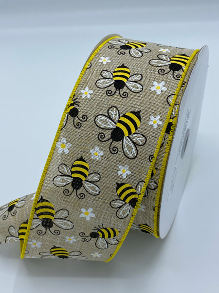 Bumblebee Ribbon, 2.5”, 1.5”, 10yds, Spring Ribbon
