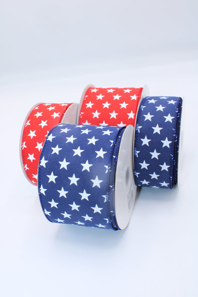 Stars Ribbon, wired, 2.5”, 1.5”, Patriotic Ribbon, USA , 4th of July