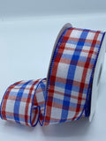Color Chic Plaid; Red/White/Blue, 2.5” by 10 yds