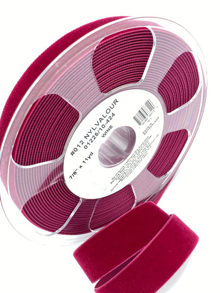 Velvet Ribbon 1 Inch x 25 Yard Single Face Spool Silky Wine Red