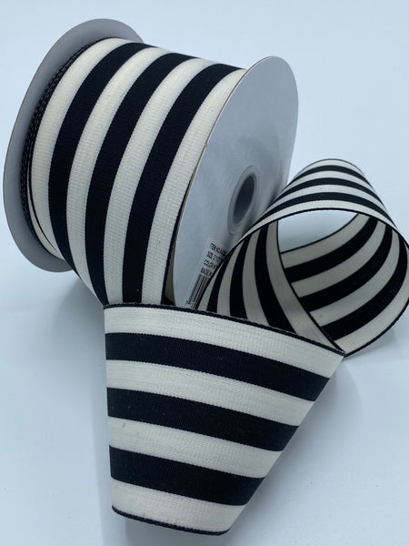 Woven Black Striped Ribbon, 2.5” by 10yds