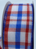 Color Chic Plaid; Red/White/Blue, 2.5” by 10 yds