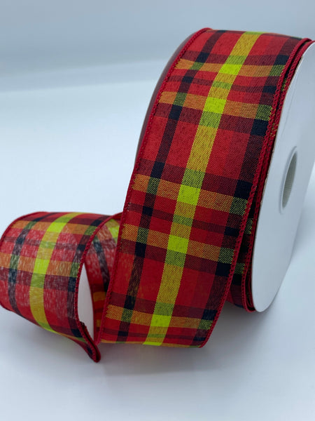 red and yellow plaid ribbon 