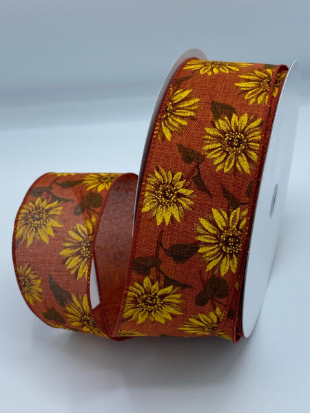 Sunflower Ribbon, 2.5”, 10yds, Rust Color