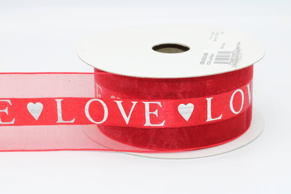 Love Ribbon,1.5”,Valentines Day Ribbon, Red, White, Silver Foil letter –  Brooklyn Ribbons