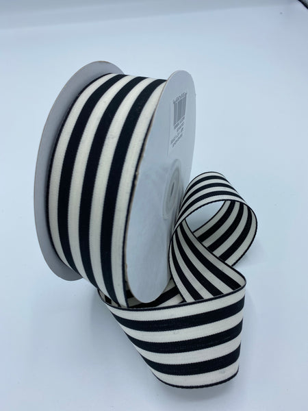 Woven Black Striped Ribbon, 1.5” by 25 yds